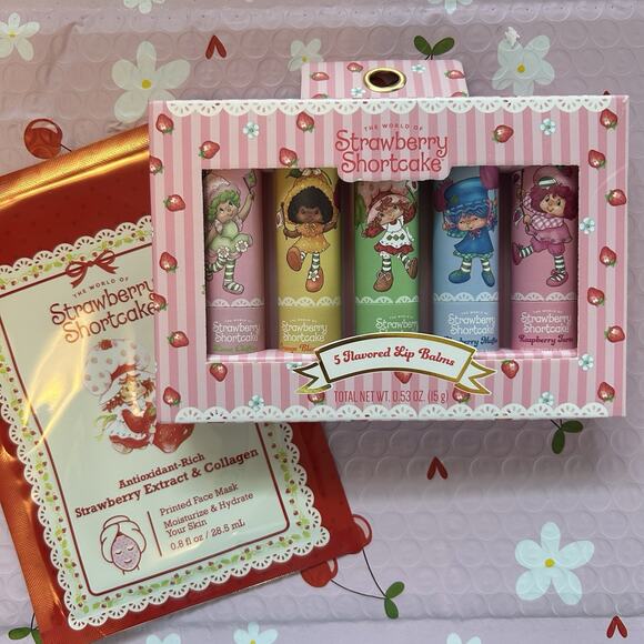 Strawberry Shortcake Other - NIB Strawberry Shortcake Sheet Face Mask & Flavored Lip Balm Gift Set